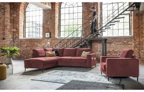 Rózsaszín bársony kinyitható sarokkanapé (bal oldali) Lofty Lilly – Miuform