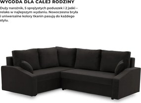 Grande Plus sarokkanapé, baloldali, szövet anyag, fekete