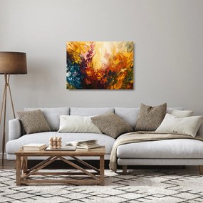 Üveg kép - Absztrakt festmény a virágokról (70x50 cm)