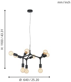 Eglo 98346 - Csillár zsinóron BOCADELLA 9xE27/60W/230V
