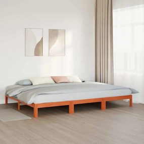 családi ágykeret matrac nélkül viaszbarna 240x200 cm
