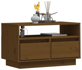 mézbarna tömör fenyőfa TV-szekrény 60x35x37 cm