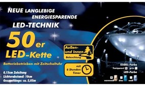 NEXOS Karácsonyi LED fényfüzér 5 m 50 dióda meleg fehér