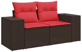 vidaXL 6 részes barna polyrattan akácfa kerti ülőgarnitúra párnával