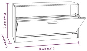 magasfényű fehér szerelt fa cipőtároló pad 80x24x45 cm