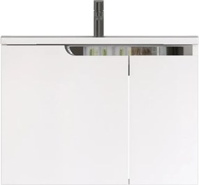 Piramida EURIDIKA fali fürdőszobabútor - műmárvány mosdóval -2 ajtós - 75 x 48 x 53 cm