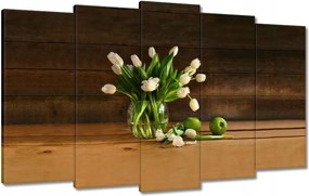 Vászonkép 100x60 Fehér tulipánok vázában