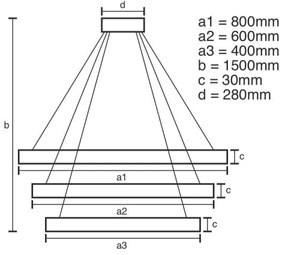 LED állítható fényerejű csillár kábellel LED/210W/230V 3000-6500K ezüst + DO