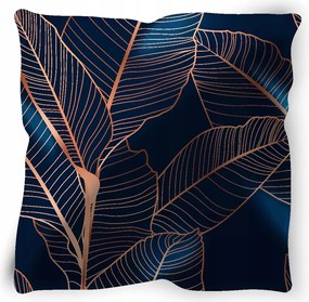 Dekoratív Párnahuzat Réz Levelek Sötétkék 40X40 CM