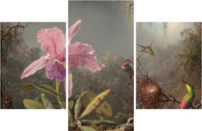 Kép - Martin Johnson Heade, Cattleya Orchid and Three Hummingbirds, reprodukciók (90x60 cm)