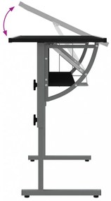 fekete-szürke szerelt fa és acél íróasztal 110x53x(58-87) cm