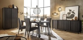 CITY négyajtós komód fekete, laminált vázzal és előlapokkal