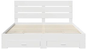 vidaXL Ágykeret fiókkal fejtámlával Fehér 180 x 200 cm Faanyag