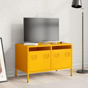 mustársárga hidegen hengerelt acél TV-szekrény 68x39x43,5 cm