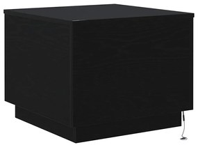 fekete tölgyszínű dohányzóasztal LED-lámpákkal 50 x 50 x 40 cm