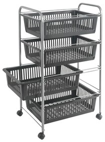 Sötétszürke-ezüstszínű gurulós polcos állvány 46x78 cm – Metaltex
