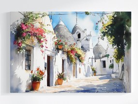Canvas Vászonkép Olaszország Puglia Alberobello Trulli Házak Kilátás 120x80