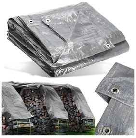 4x5 m-es  vízálló ponyva, tarpaulin, alumínium rögzítőlyukkal, szürke, 80 g/m2