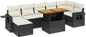 vidaXL 8 részes fekete polyrattan kerti ülőgarnitúra párnákkal