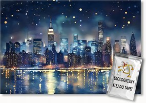 Fotótapéta Flizelina Város Panoráma New York Manhattan Éjszaka 300x210 ragasztó