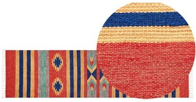 Színes kilim pamut futószőnyeg 80 x 300 cm HATIS Beliani