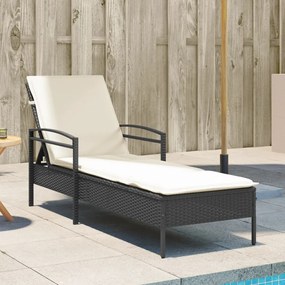 vidaXL fekete polyrattan napozóágy párnával 63x200x81 cm