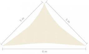 krémszínű HDPE napvitorla 160 g/m² 5 x 5 x 6 m