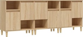 vidaXL 3 db sonoma tölgy színű szerelt fa tálalóasztal 60 x 35 x 70 cm