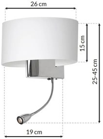 LED Fali lámpa CASINO 1xE27/60W/230V + LED/1W/230V fehér