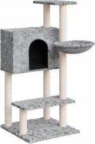 vidaXL világosszürke macskabútor szizál kaparófákkal 108,5 cm