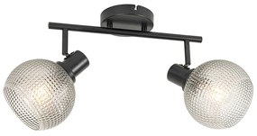 Design spotlámpa fekete füstüveggel 2-lámpás - Chico
