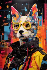 Poszter 20x30cm Macska városi stílusban