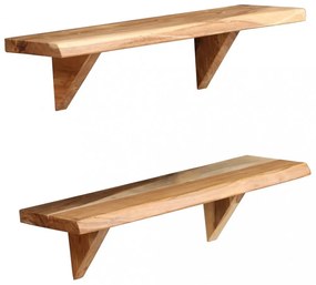 2 db tömör akácfa fali polc 60x20x18 cm