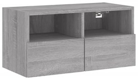 szürke sonoma színű szerelt fa fali TV-szekrény 60 x 30 x 30 cm