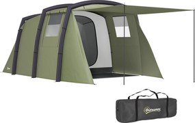 Outsunny felfújható családi alagútsátor 3–6 személy — glamping sátor előtetővel, hálós ablakokkal, hordtáskával, UPF50+, vízálló | Aosom