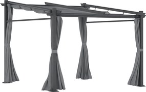 Outsunny Terasz Tető Pergola kb. 3x3m Terasz Borítás Kert Pavilon Alumínium, Falra Szerelhető, Állítható Tetővel, UV Védelemmel, Napvédelemmel Teraszr