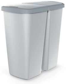Hulladékgyűjtő Prosperplast COMPACTA Q DUO, 45 l hamu színben, világosszürke fedéllel