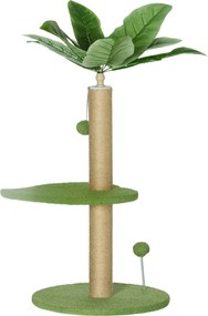 PawHut Macska Fa Kaparóval, Platformokkal és Játék Golyókkal, Plüss és Forgácslap Macska Torny, Ø40x83 cm, Zöld | Aosom