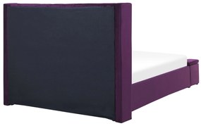 Lila bársony franciaágy ládával 140 x 200 cm NOYERS Beliani