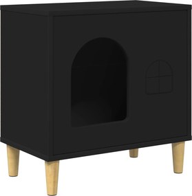 vidaXL Macska Ház Fekete 51 x 30 x 52 cm Faanyag