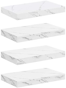 vidaXL Falpolc tárolóval 4 pcs Fehér márvány 40 x 23,5 x 4 cm Faanyag