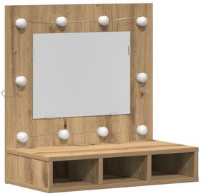 Piperebútor Tükrökkel Művészi tölgy MDF, Üveg 60 x 31.5 x 62 cm