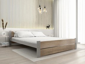 Ágy IKAROS DOUBLE 160 x 200 cm, sonoma tölgy/szürke Ágyrács: Lamellás ágyrács, Matrac: Coco Maxi 20 cm matrac