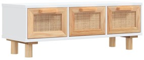 Fehér szerelt fa és tömör fenyőfa dohányzóasztal 80x40x30 cm