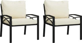 vidaXL 2 db acél kerti szék homokszínű párnákkal 68 x 76 x 79 cm
