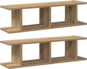vidaXL 2 db kézműves tölgy színű szerelt fa fali polc 75 x 18 x 20 cm