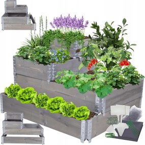 Magasított ágyás állítható lépcsőzetes zöldséges impregnáló 60x120x100