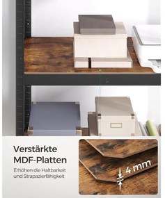 Álló polc, könyvespolc, tárolópolc 40 × 80 × 160 cm, barna/fekete