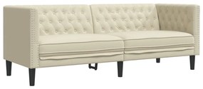 3 részes krémszínű műbőr Chesterfield kanapégarnitúra