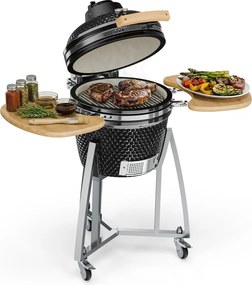 Klarstein Queensize, kamado grill, hőmérő, levehető oldalsó részek, fekete